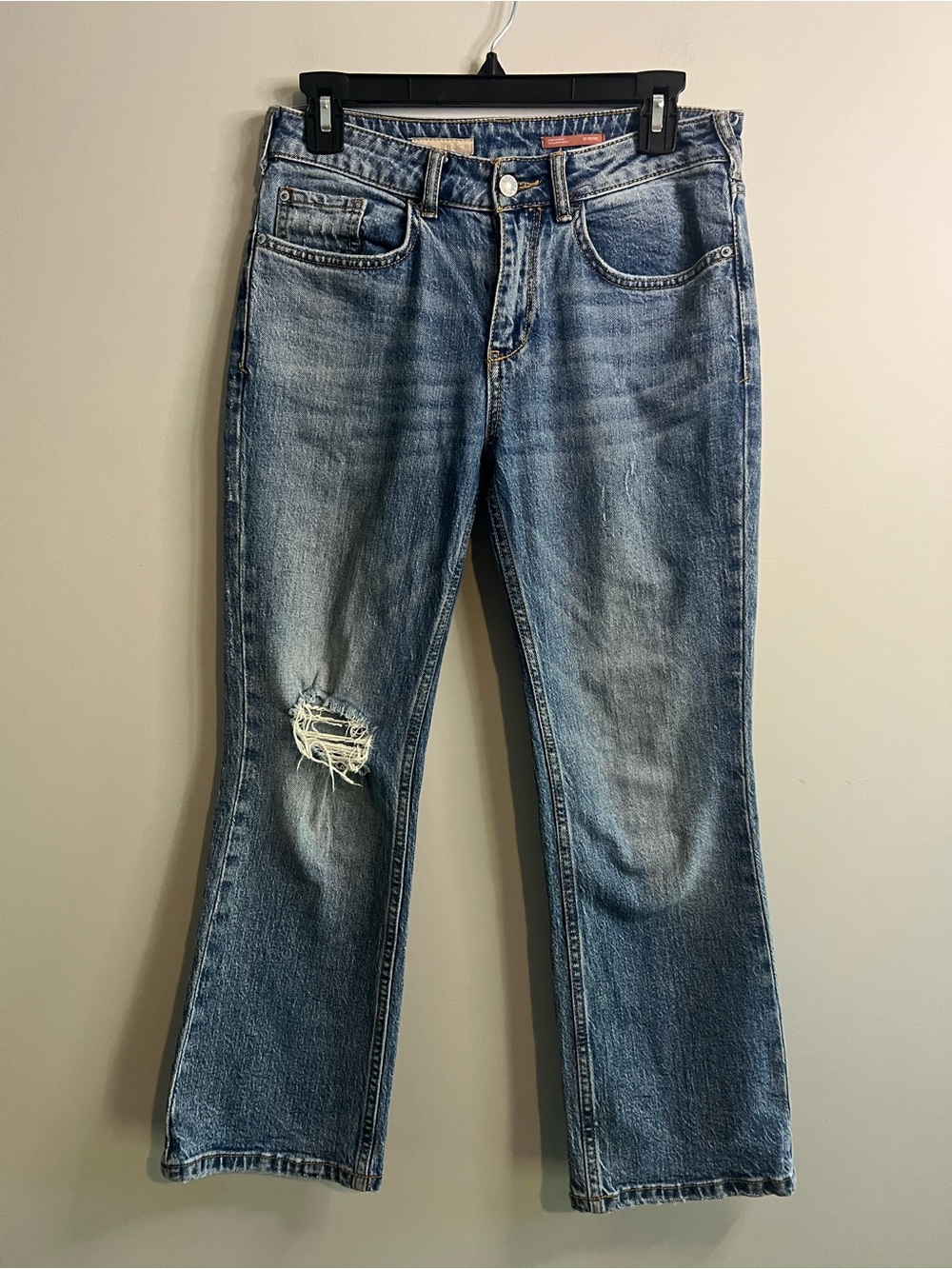 Pilcro Jeans Women's Size 27P Bootcut Distressed Mid Rise Blue Jeans